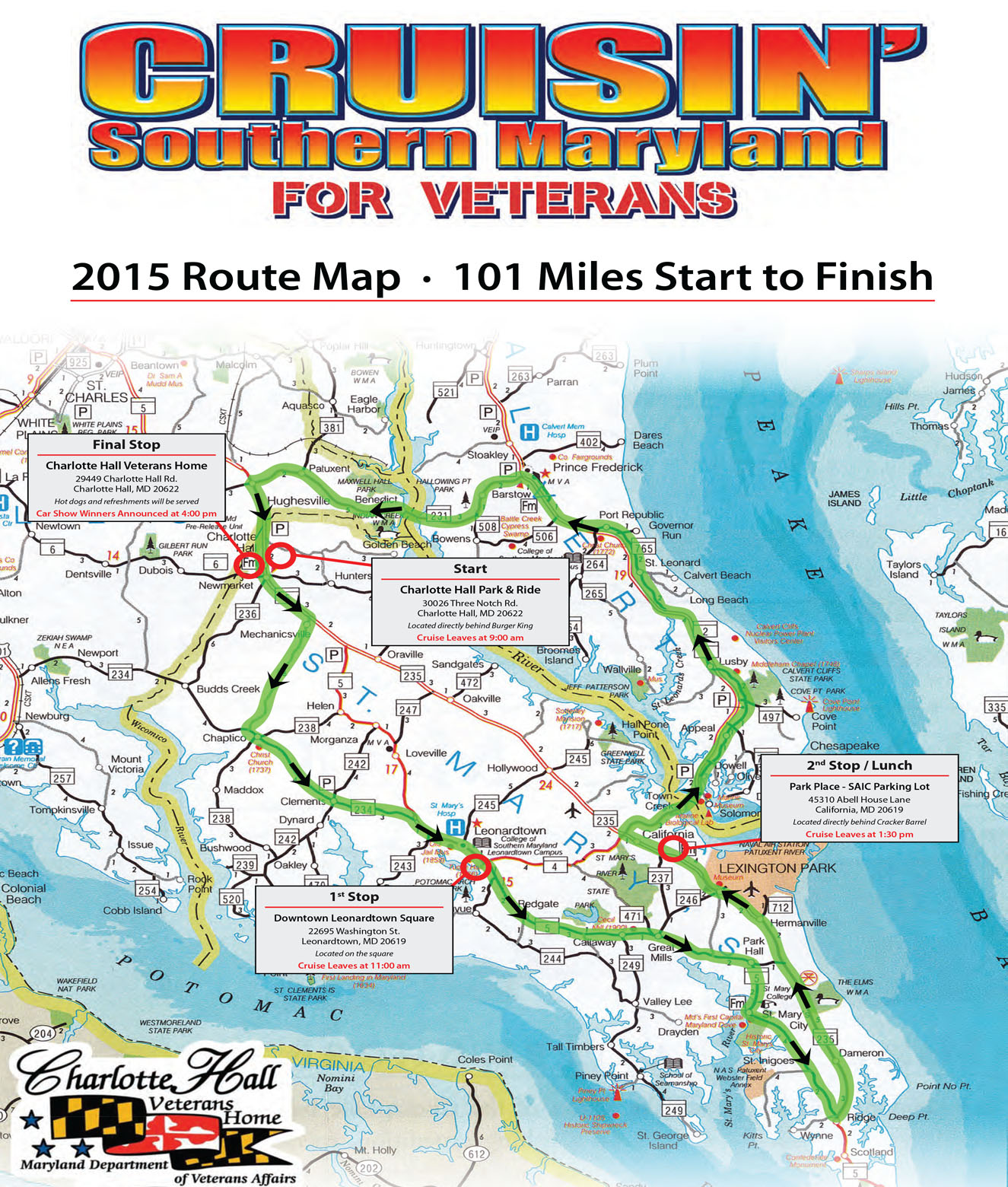 2015 Cruisin SOMD Map Cruisin Southern Marylands Car Cruise