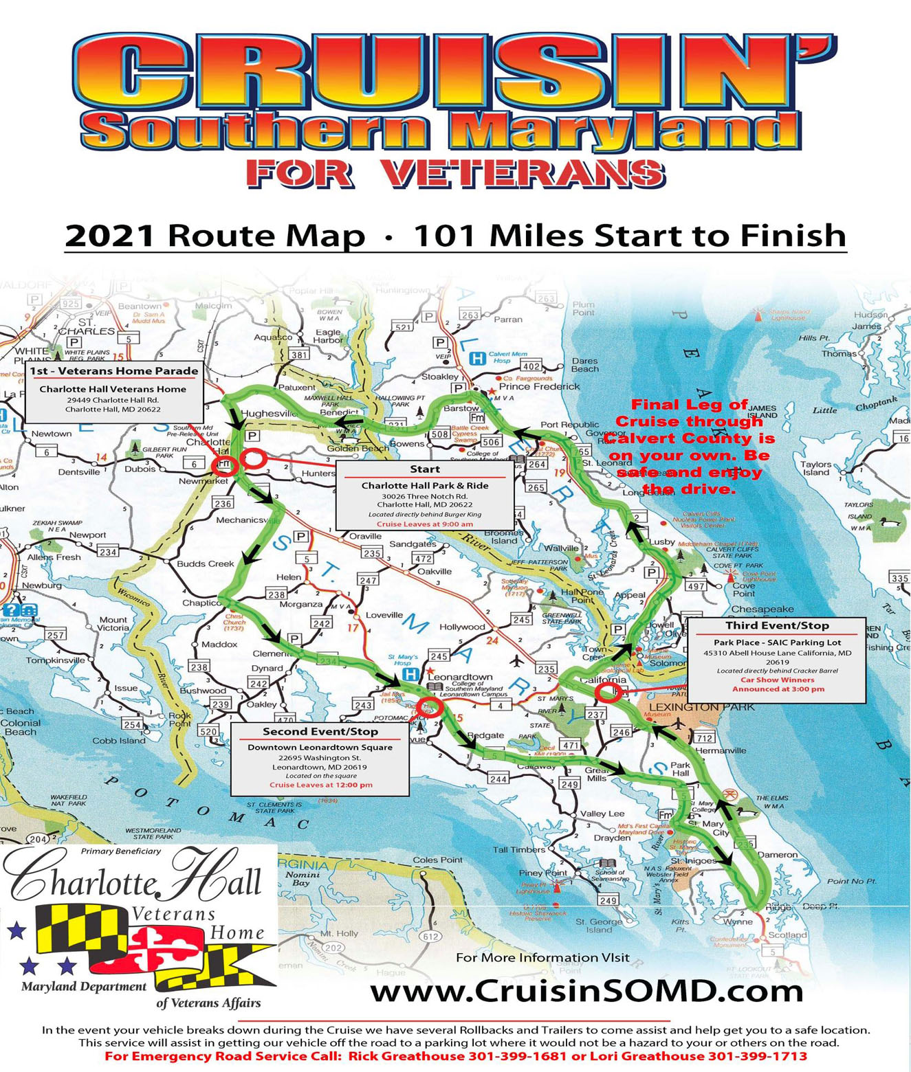 2021 Cruisin SOMD Map Cruisin Southern Marylands Car Cruise
